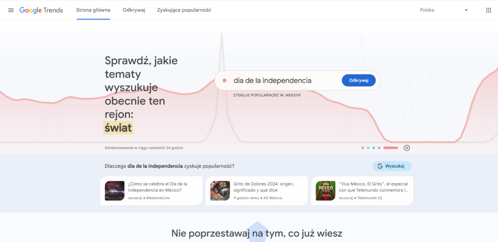 strona główna Google Trends