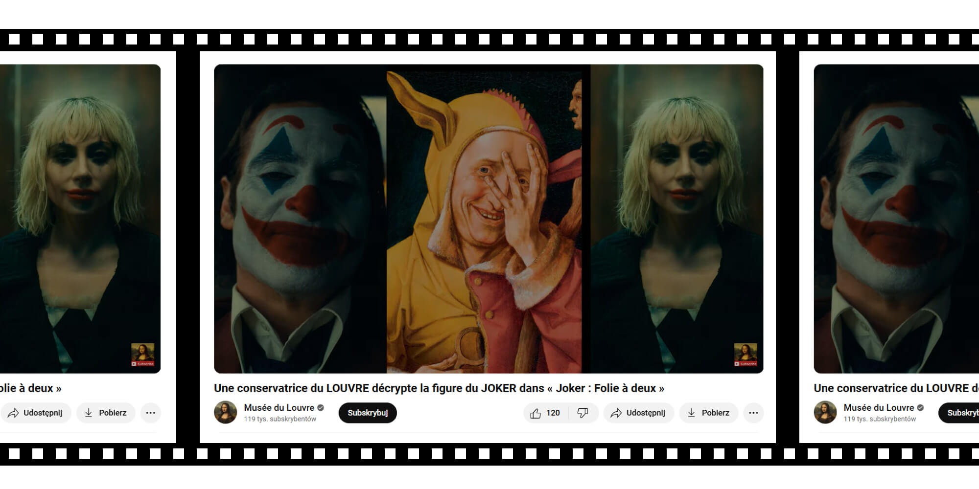 Materiał filmowy o cross-marketingu Louvre i filmu Joker - screen