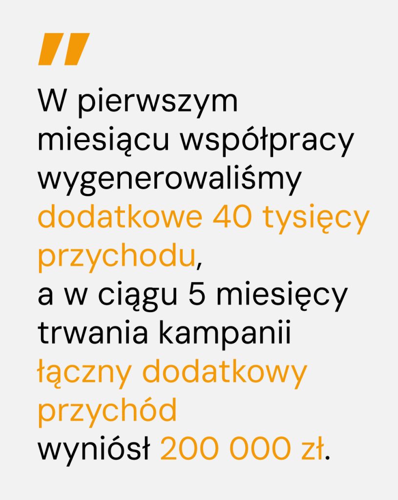 Cytat o strategii no click i wynikach osiągniętych w case study